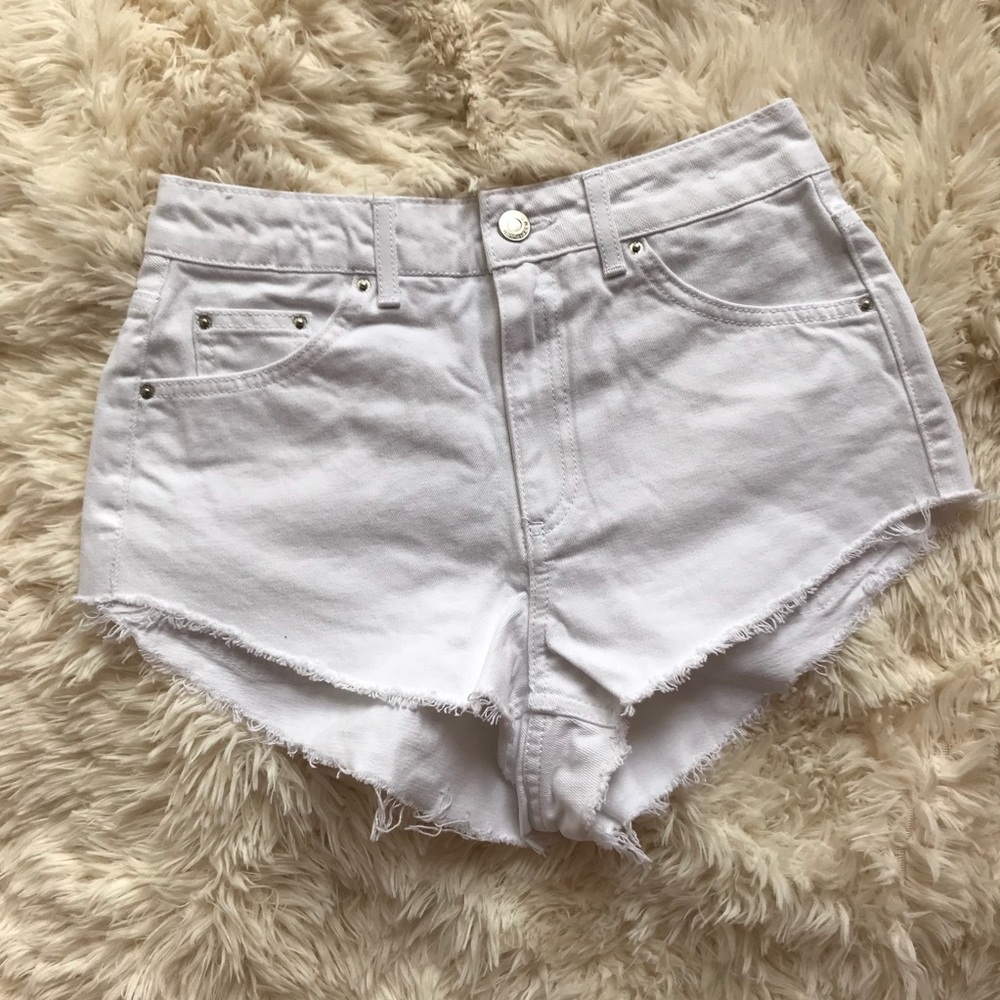 Topshop White Kiri Cutoff Denim Shorts
